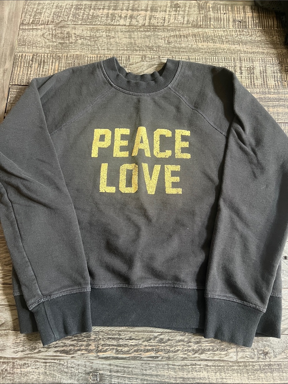 Spiritual Gangster Black Sweatshirt with Yellow PEACE LOVE Graphic